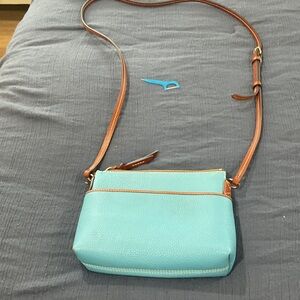 Dooney & Bourke Aqua and Tan Crossbody Bag